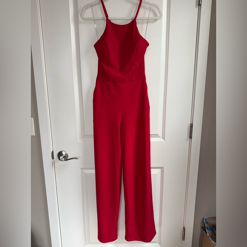 Speechless Womens Bold Red Jumpsuit Size XS